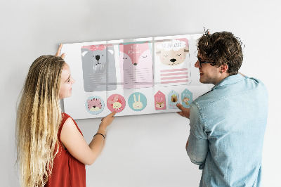 Magnetická popisovateľná tabuľa Farebný diár so zvieracími motívmi