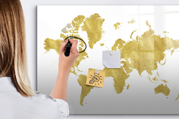 Magnetická popisovateľná tabuľa Mapa sveta s priestorom na fotografie