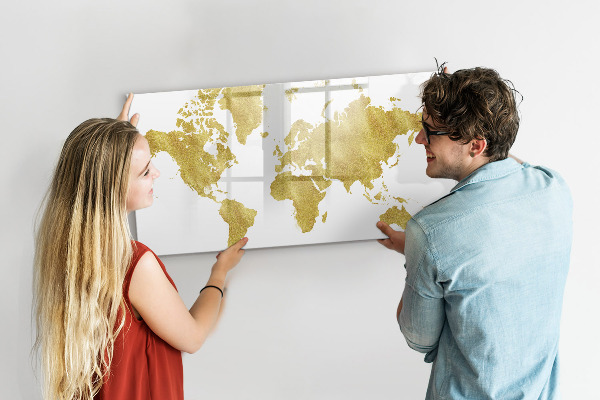 Magnetická popisovateľná tabuľa Mapa sveta s priestorom na fotografie