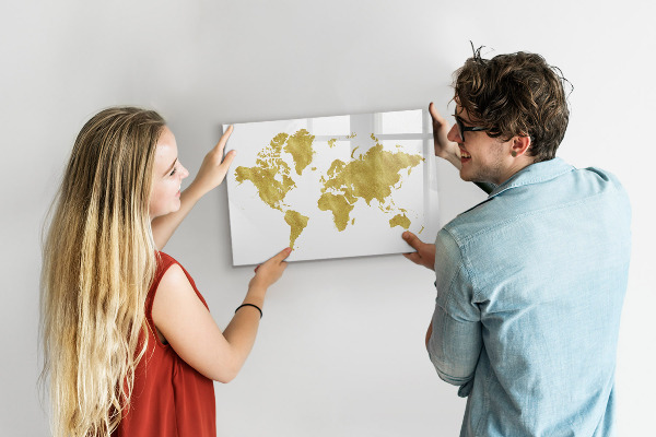 Magnetická popisovateľná tabuľa Mapa sveta s priestorom na fotografie
