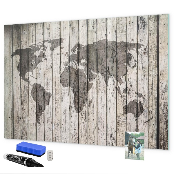 Magnetická popisovateľná tabuľa Mapa sveta s priestorom na fotografie