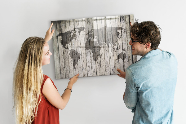 Magnetická popisovateľná tabuľa Mapa sveta s priestorom na fotografie