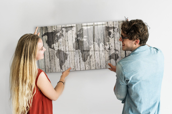 Magnetická popisovateľná tabuľa Mapa sveta s priestorom na fotografie