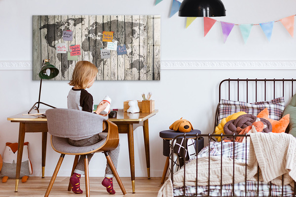 Magnetická popisovateľná tabuľa Mapa sveta s priestorom na fotografie