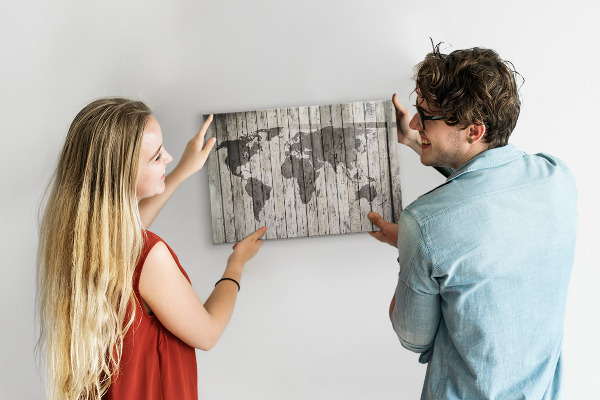 Magnetická popisovateľná tabuľa Mapa sveta s priestorom na fotografie