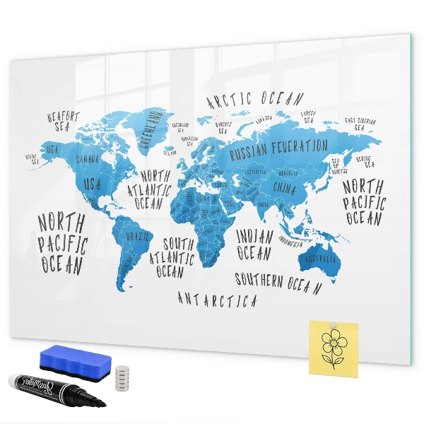 Kresliaca magnetická tabuľa Mapa sveta pre personalizáciu fotografií