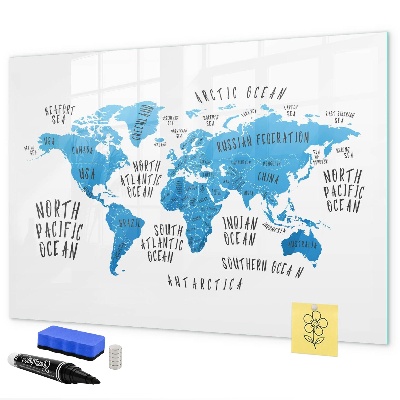 Kresliaca magnetická tabuľa Mapa sveta pre personalizáciu fotografií