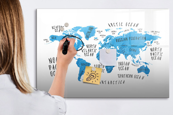Kresliaca magnetická tabuľa Mapa sveta pre personalizáciu fotografií