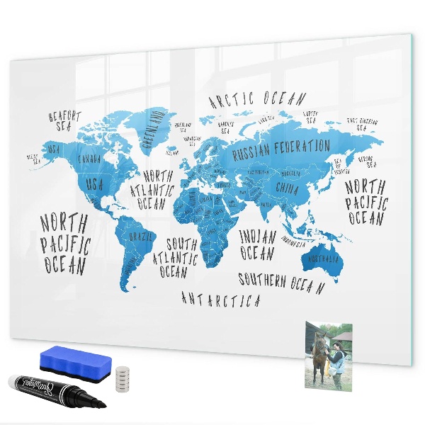 Kresliaca magnetická tabuľa Mapa sveta pre personalizáciu fotografií