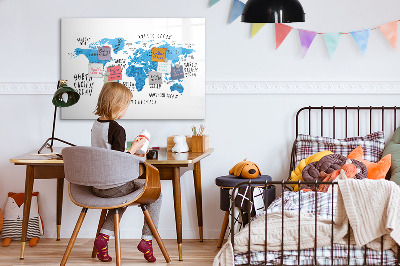 Kresliaca magnetická tabuľa Mapa sveta pre personalizáciu fotografií