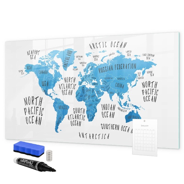 Kresliaca magnetická tabuľa Mapa sveta pre personalizáciu fotografií