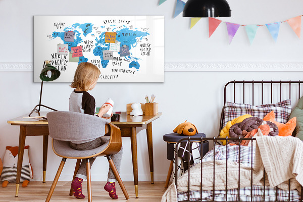 Kresliaca magnetická tabuľa Mapa sveta pre personalizáciu fotografií