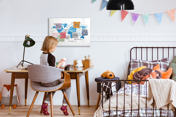 Kresliaca magnetická tabuľa Mapa sveta pre personalizáciu fotografií