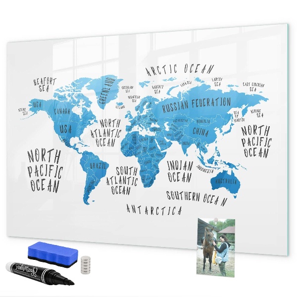 Kresliaca magnetická tabuľa Mapa sveta pre personalizáciu fotografií
