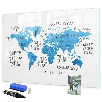 Kresliaca magnetická tabuľa Mapa sveta pre personalizáciu fotografií
