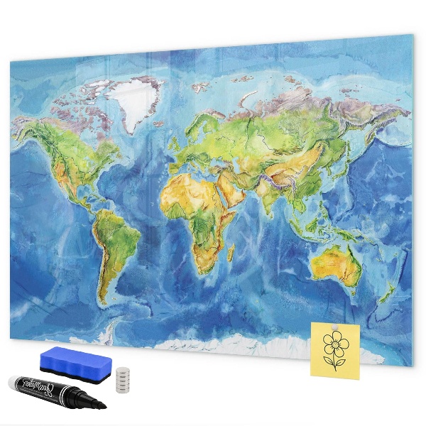 Magnetická popisovateľná tabuľa Mapa sveta s miestami fotenia
