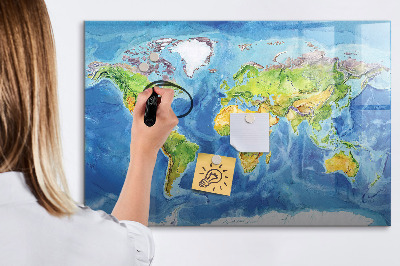 Magnetická popisovateľná tabuľa Mapa sveta s miestami fotenia