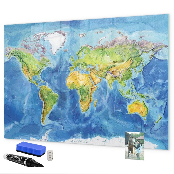 Magnetická popisovateľná tabuľa Mapa sveta s miestami fotenia