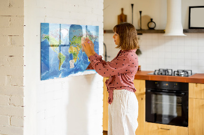 Magnetická popisovateľná tabuľa Mapa sveta s miestami fotenia