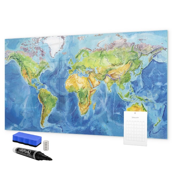Magnetická popisovateľná tabuľa Mapa sveta s miestami fotenia