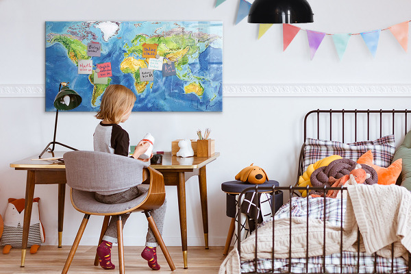 Magnetická popisovateľná tabuľa Mapa sveta s miestami fotenia