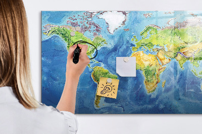 Magnetická popisovateľná tabuľa Mapa sveta s miestami fotenia