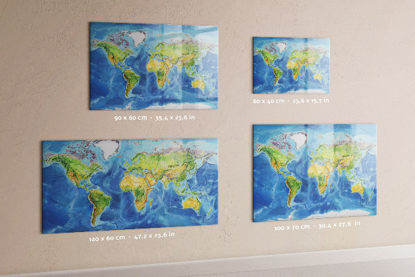 Magnetická popisovateľná tabuľa Mapa sveta s miestami fotenia