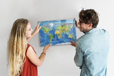 Magnetická popisovateľná tabuľa Mapa sveta s miestami fotenia