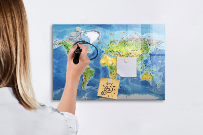 Magnetická popisovateľná tabuľa Mapa sveta s miestami fotenia