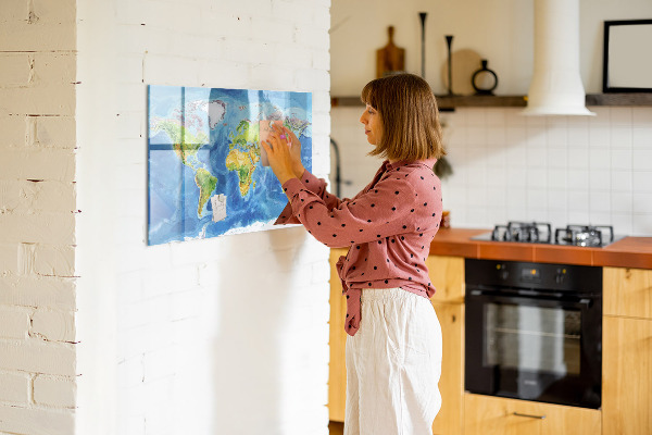 Magnetická popisovateľná tabuľa Mapa sveta s miestami fotenia