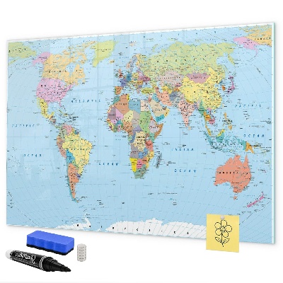 Magnetická popisovateľná tabuľa Mapa sveta s osobnými fotografiami