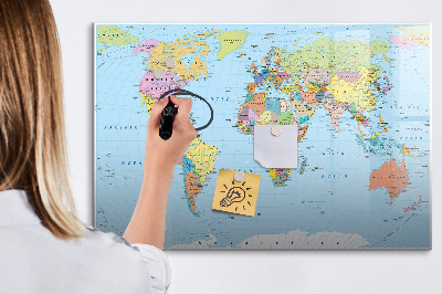 Magnetická popisovateľná tabuľa Mapa sveta s osobnými fotografiami
