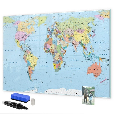 Magnetická popisovateľná tabuľa Mapa sveta s osobnými fotografiami