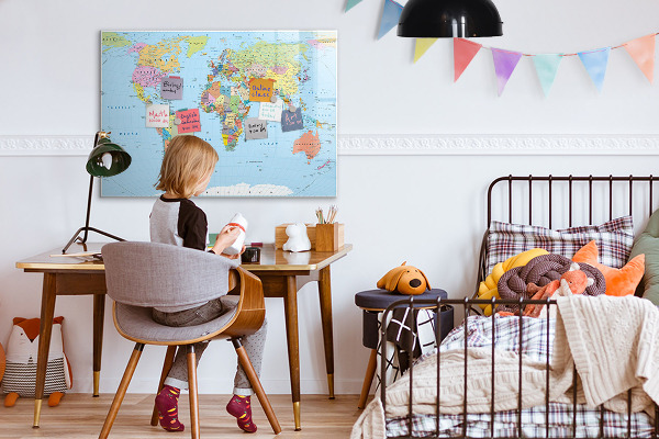 Magnetická popisovateľná tabuľa Mapa sveta s osobnými fotografiami