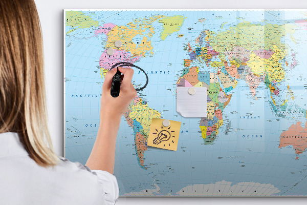 Magnetická popisovateľná tabuľa Mapa sveta s osobnými fotografiami