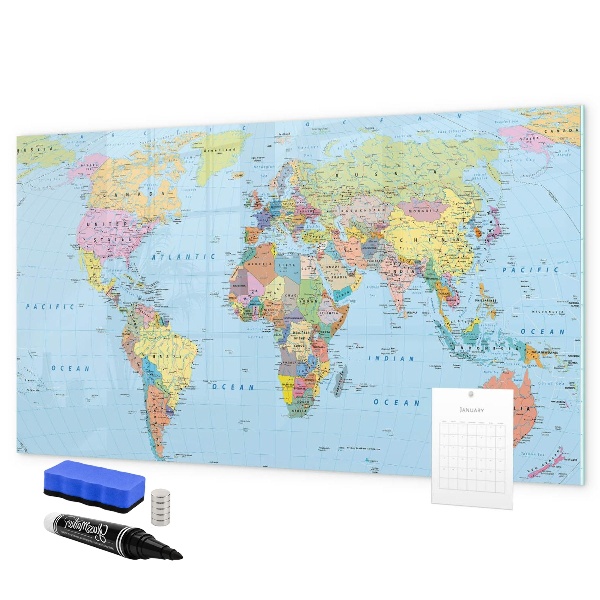Magnetická popisovateľná tabuľa Mapa sveta s osobnými fotografiami
