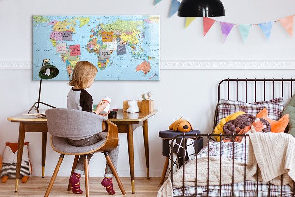 Magnetická popisovateľná tabuľa Mapa sveta s osobnými fotografiami