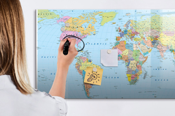 Magnetická popisovateľná tabuľa Mapa sveta s osobnými fotografiami