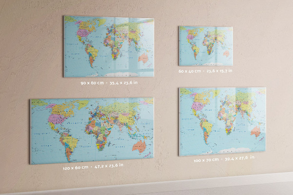 Magnetická popisovateľná tabuľa Mapa sveta s osobnými fotografiami
