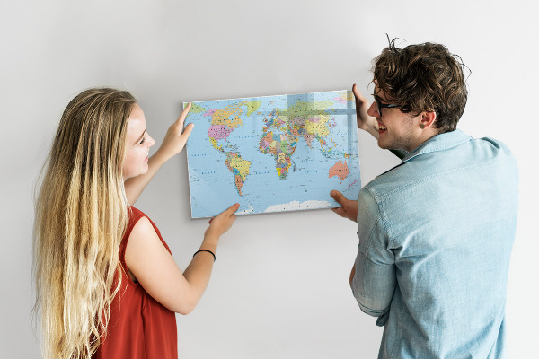 Magnetická popisovateľná tabuľa Mapa sveta s osobnými fotografiami