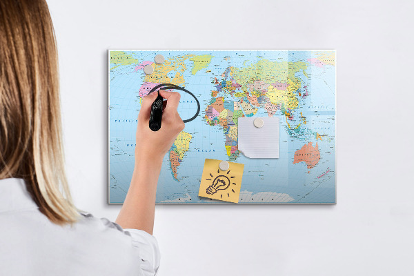 Magnetická popisovateľná tabuľa Mapa sveta s osobnými fotografiami