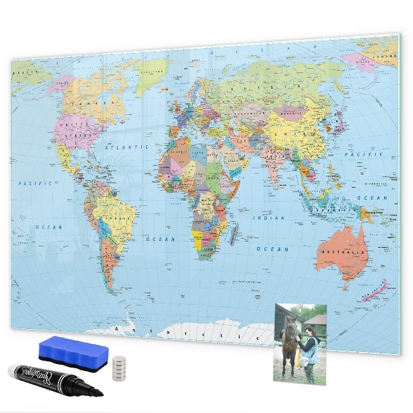 Magnetická popisovateľná tabuľa Mapa sveta s osobnými fotografiami