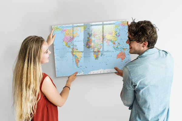 Magnetická popisovateľná tabuľa Mapa sveta s osobnými fotografiami