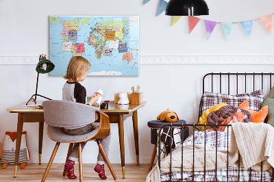 Magnetická popisovateľná tabuľa Mapa sveta s osobnými fotografiami