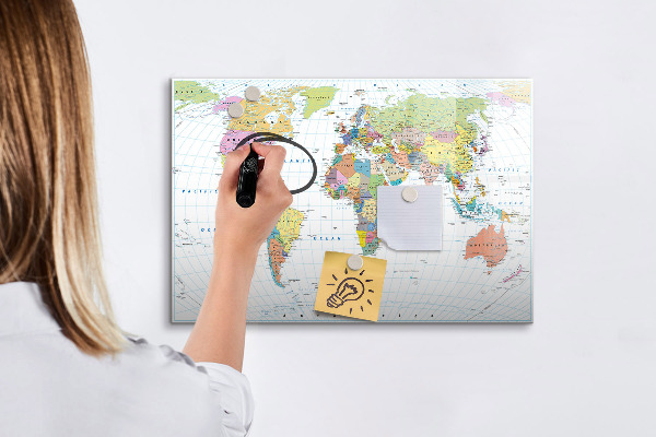 Kresliaca magnetická tabuľa Mapa sveta s osobnými fotografiami