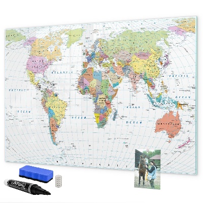 Kresliaca magnetická tabuľa Mapa sveta s osobnými fotografiami
