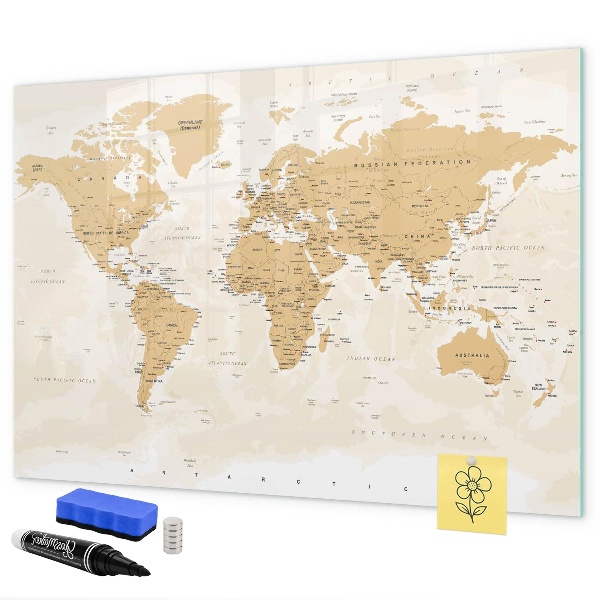 Magnetická popisovateľná tabuľa Cestovná mapa s miestami na označenie