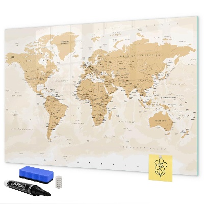 Magnetická popisovateľná tabuľa Cestovná mapa s miestami na označenie