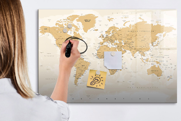 Magnetická popisovateľná tabuľa Cestovná mapa s miestami na označenie