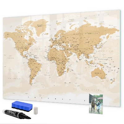 Magnetická popisovateľná tabuľa Cestovná mapa s miestami na označenie
